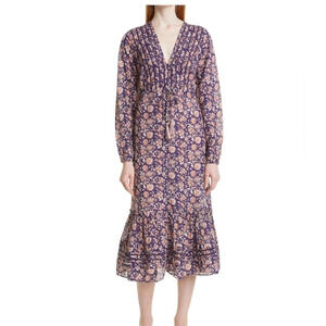 Veronica Beard Vani Floral Long Sleeve Midi Dress